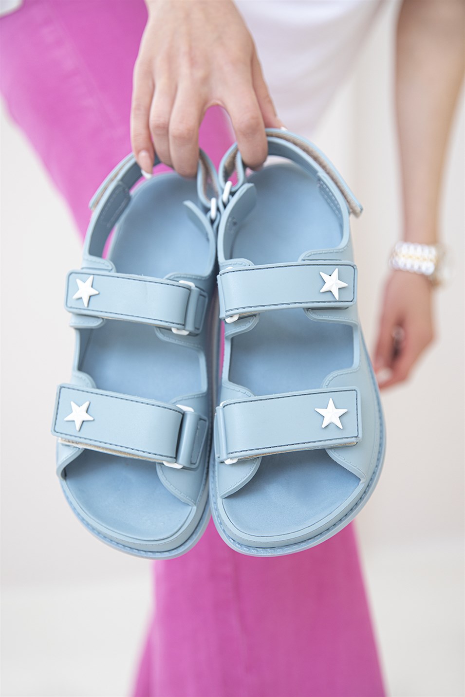 Best Kadın Cırt  Detay  Günlük Plastical  Sandalet Mavi