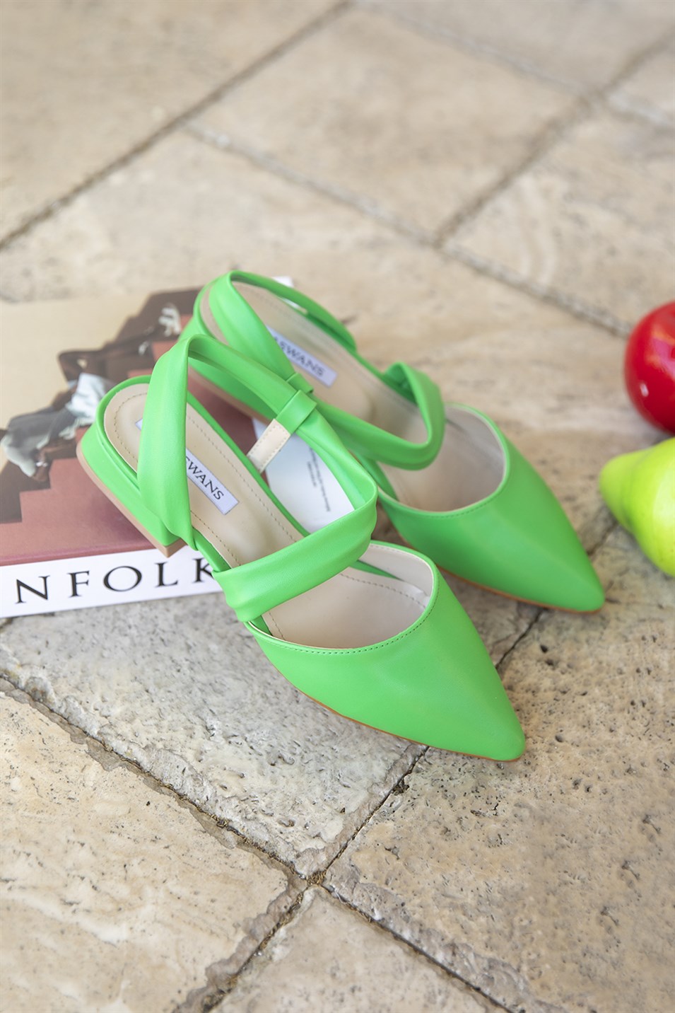 Martha Kadın Topuklu Deri Sandalet Neon Yeşil
