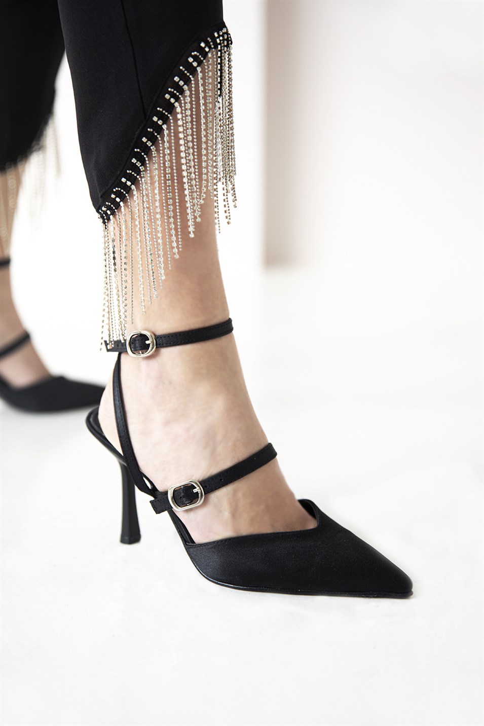 Mayra Kadın  Saten Topuklu   Ayakkabı Siyah