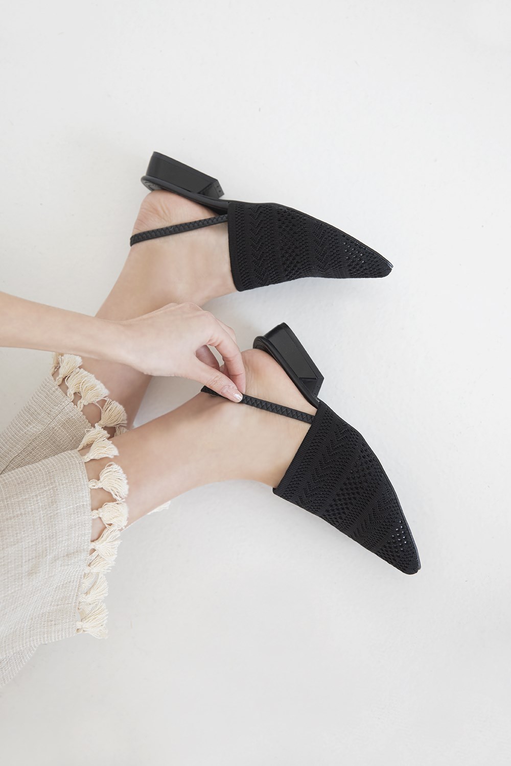 Retta  Kadın Triko Detay Topuklu Sandalet Siyah