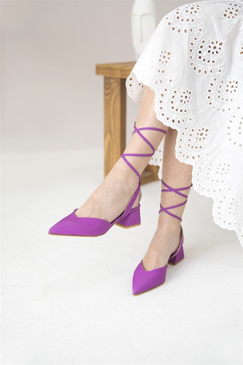 Domino Kadın Topuklu  Kumaş  Ayakkabı Mor