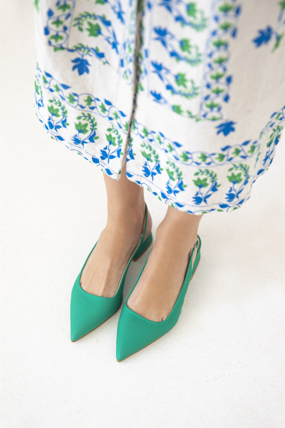 Hanna  Kadın  Kumaş Detay  Topuklu  Ayakkabı Yeşil