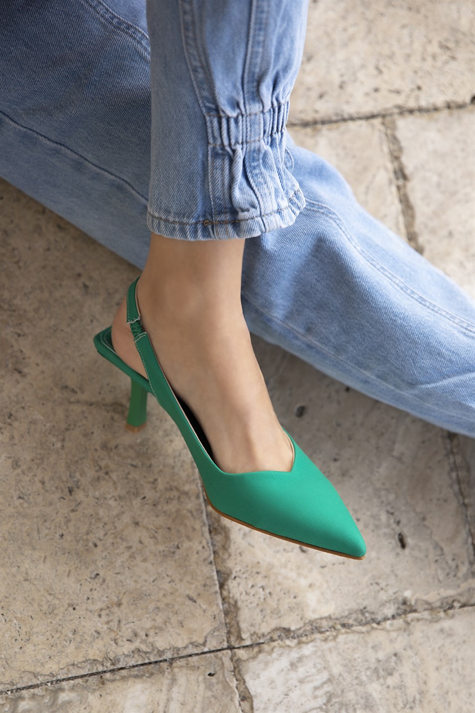 Harper  Kadın Topuklu  Kumaş Sandalet Yeşil