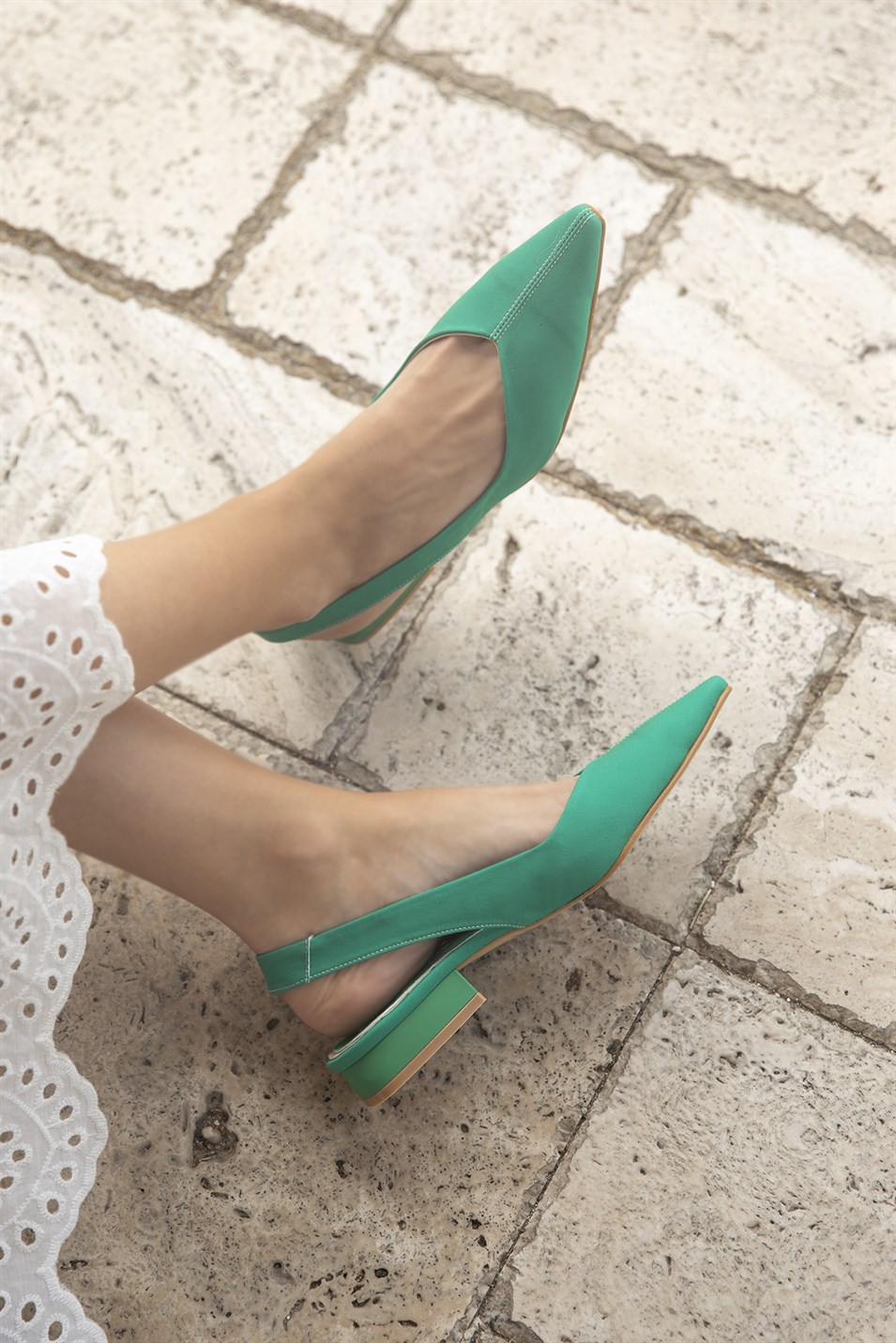 Margot  Kadın  Topuklu  Kumaş  Ayakkabı Yeşil