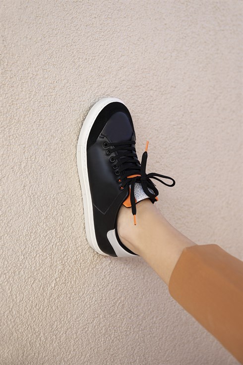 Moxxi Kadın  Deri Spor Ayakkabı Siyah-Gri