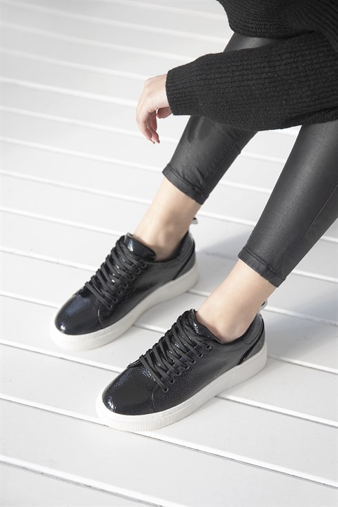 Papel  Kadın  Rugan  Spor Ayakkabı Siyah
