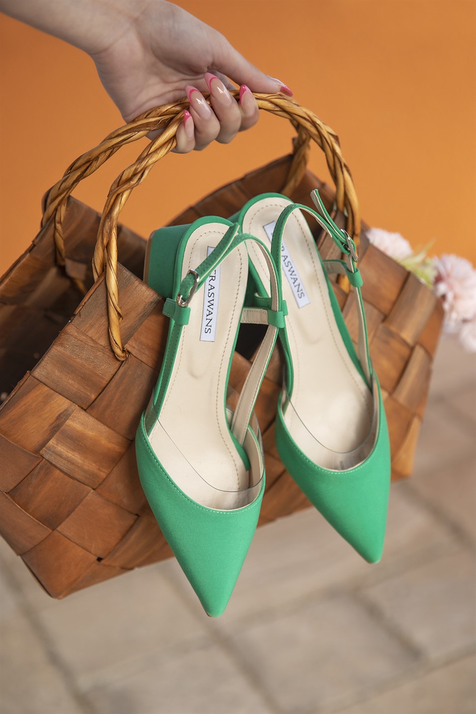 Roy Kadın  Kumaş Detay Topuklu Ayakkabı Yeşil