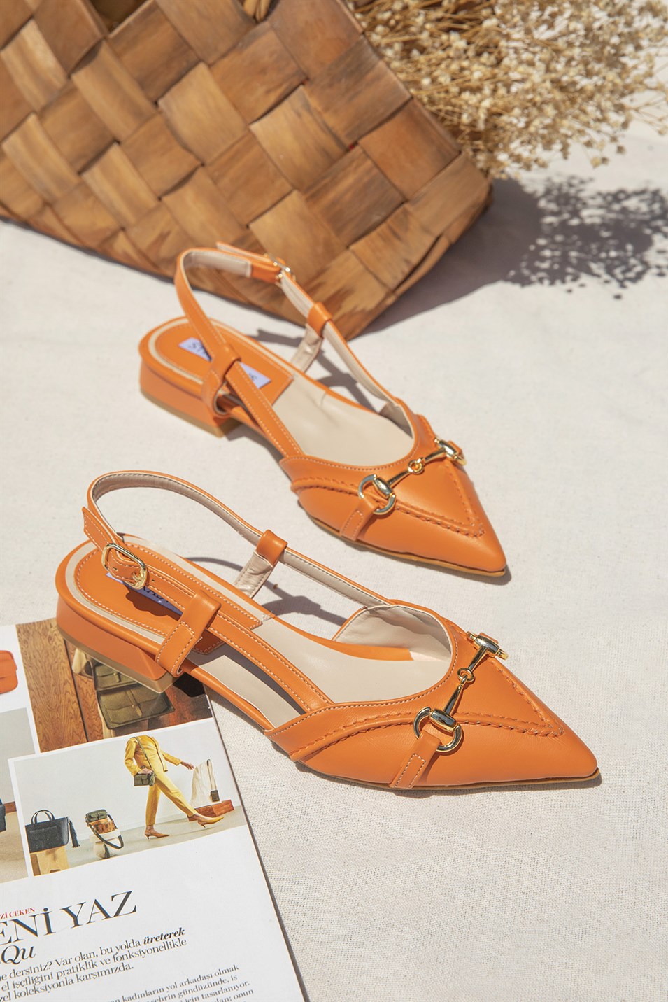 Sementa  Kadın Toka Detay Topuklu Ayakkabı Oranj