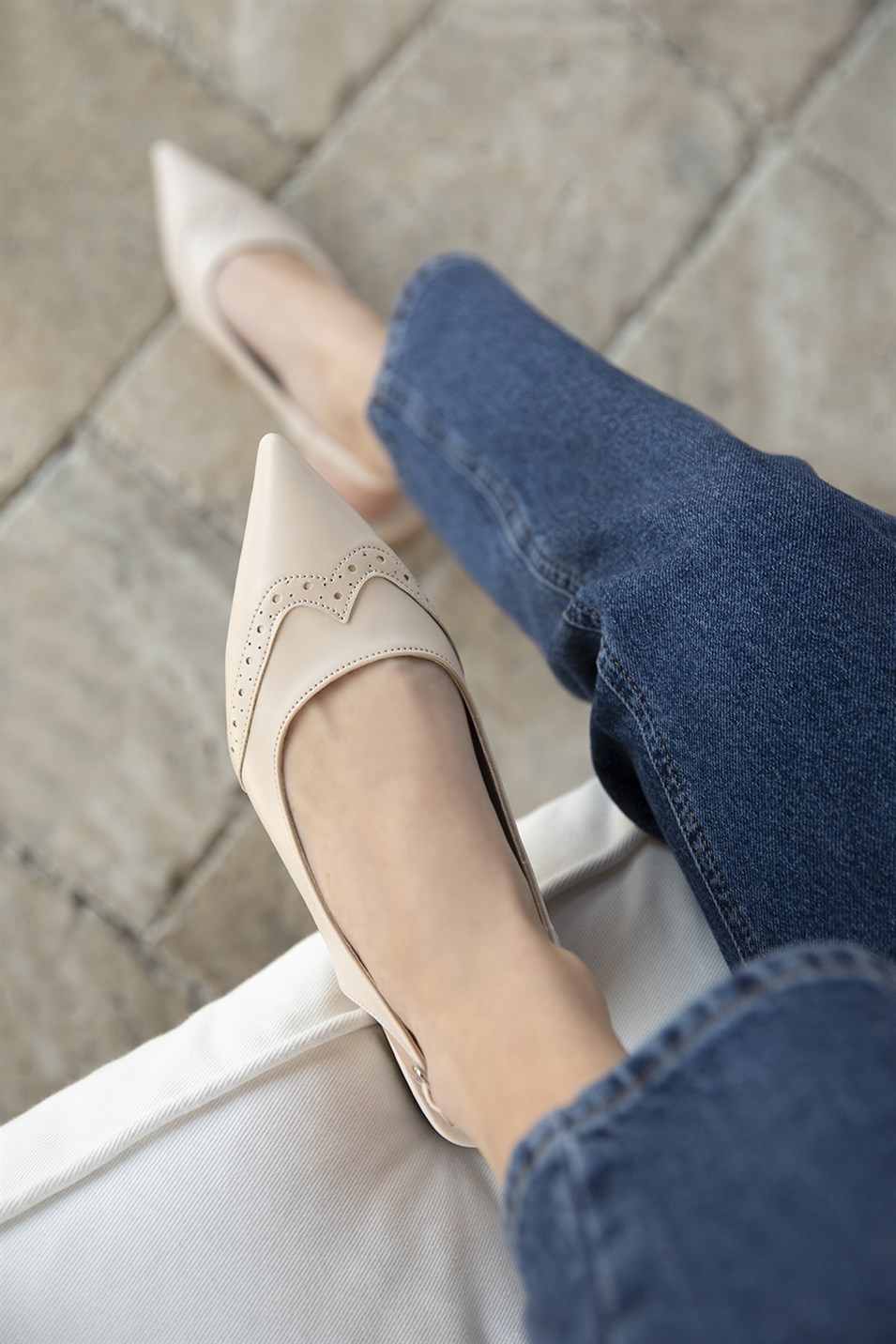 Talia  Kadın  Topuklu Deri Ayakkabı Bej