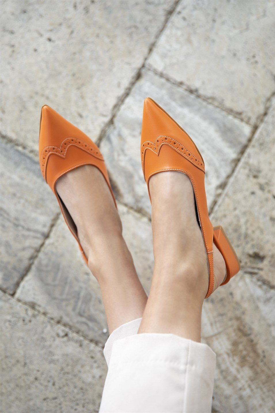 Talia  Kadın  Topuklu Deri Ayakkabı Oranj