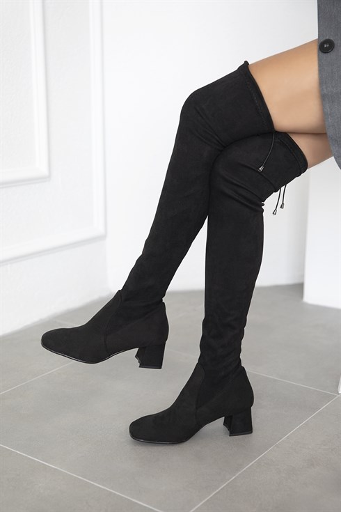 Thomas  Bayan Streç Çorap Çizme Siyah