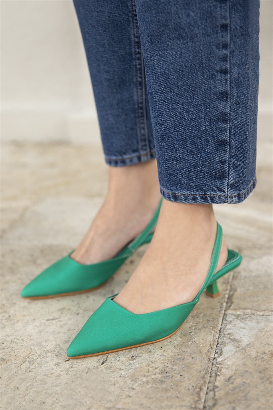 Tidal  Kadın Topuklu  Kumaş Sandalet Yeşil