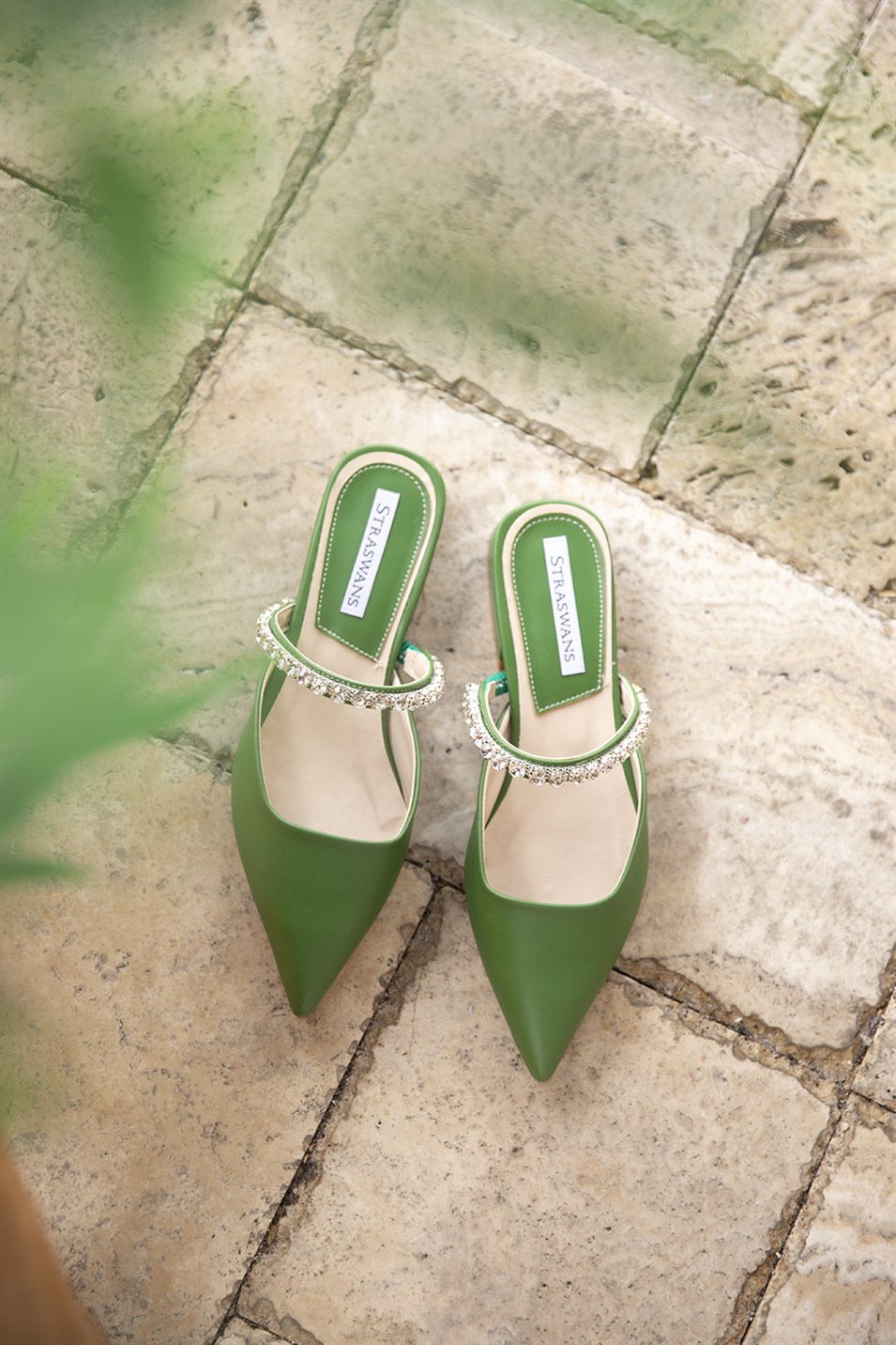 Valeri  Kadın Taş Detay Topuklu Ayakkabı Yeşil