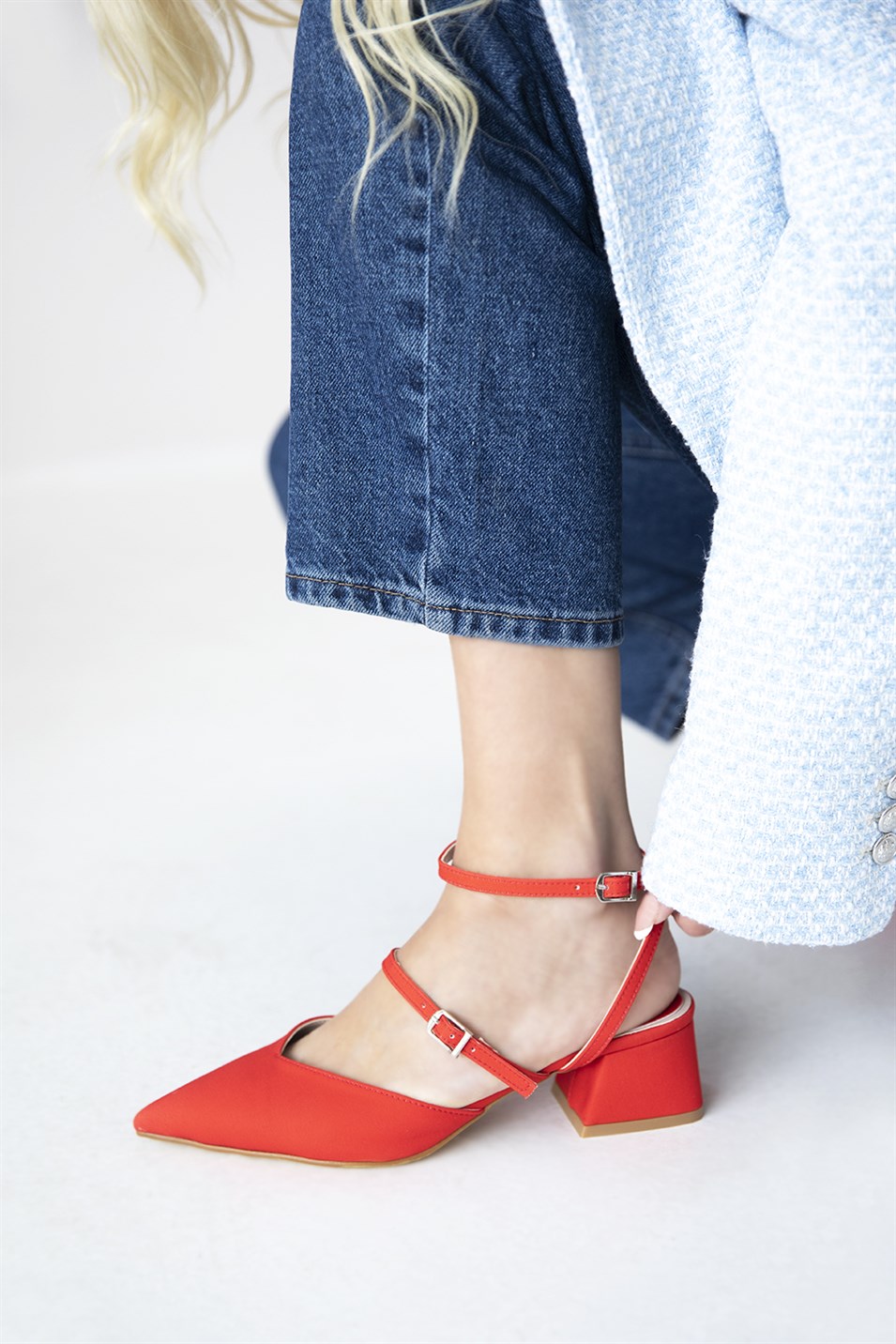 Winter  Kadın Topuklu  Kumaş  Ayakkabı Kırmızı