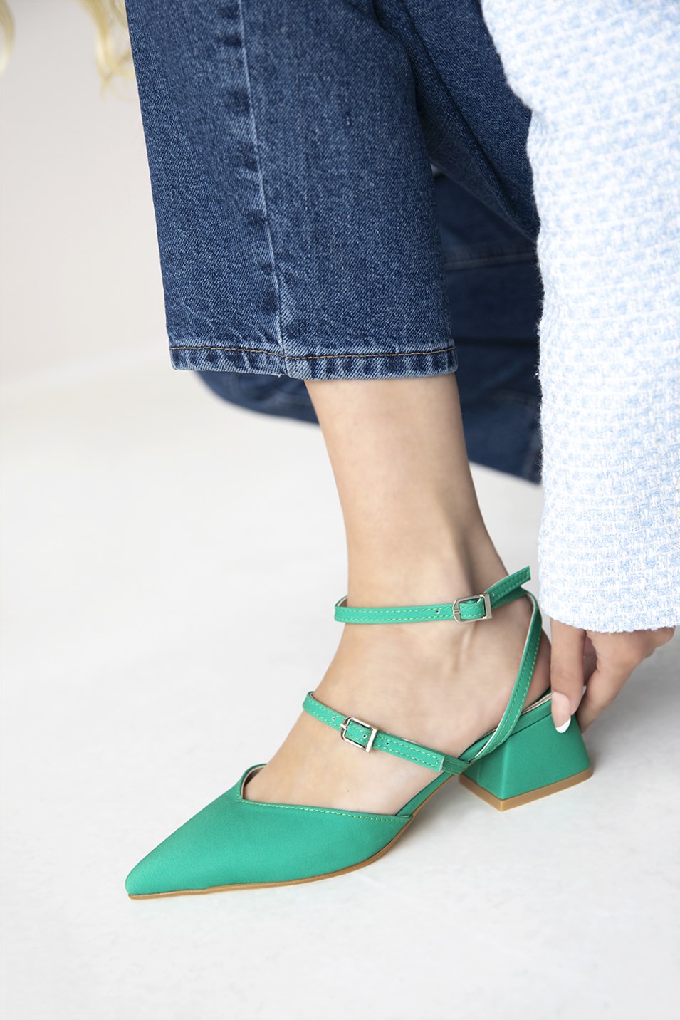 Winter  Kadın Topuklu  Kumaş  Ayakkabı Yeşil